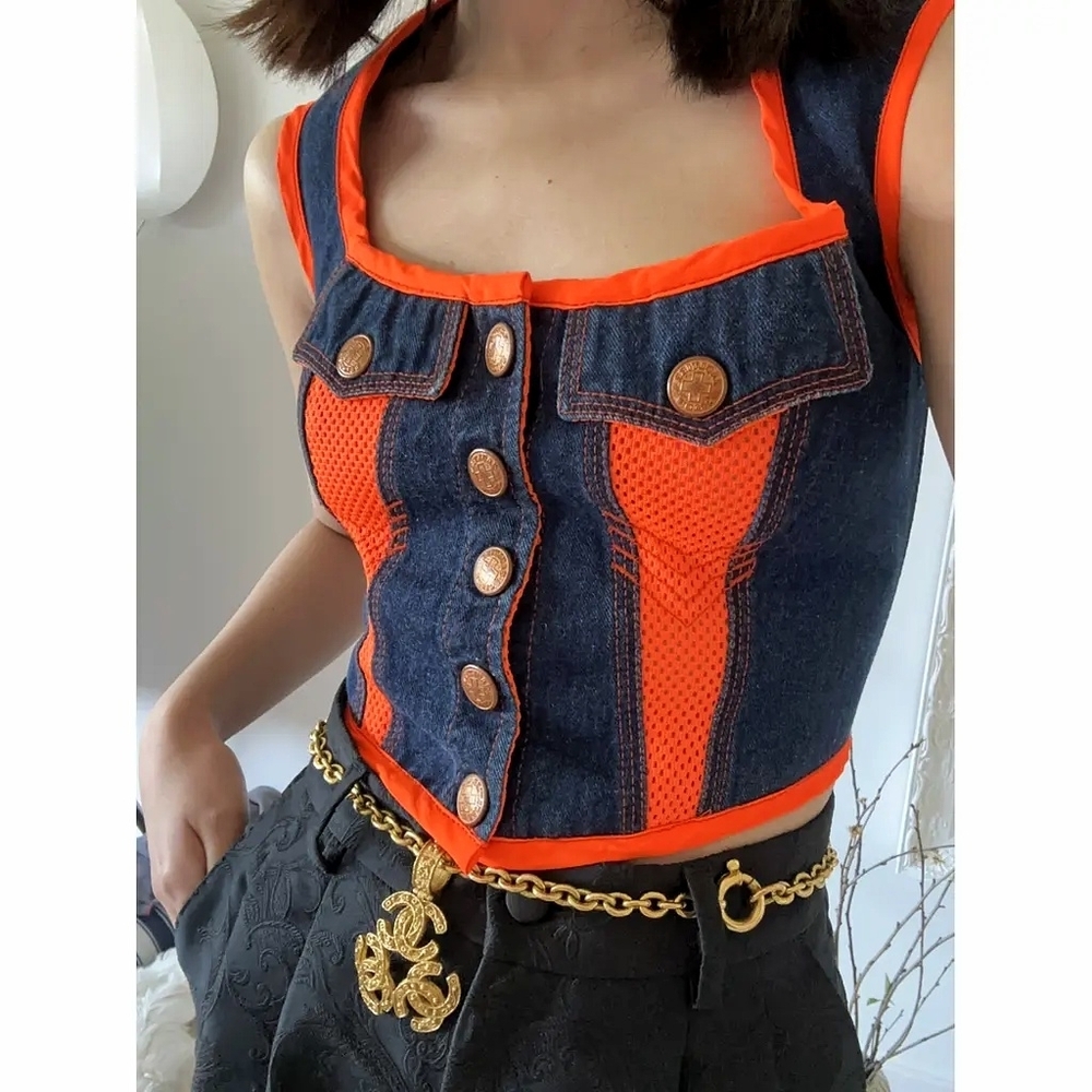 Vintage Jean Paul Gaultier Y2K 90s Archival Denim Corset Top